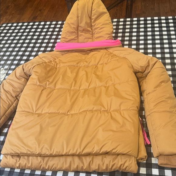 Anthropologie Avec Les Filles Women's Tan and Pink colorblock puffer Jacket -XS - Picture 12 of 12